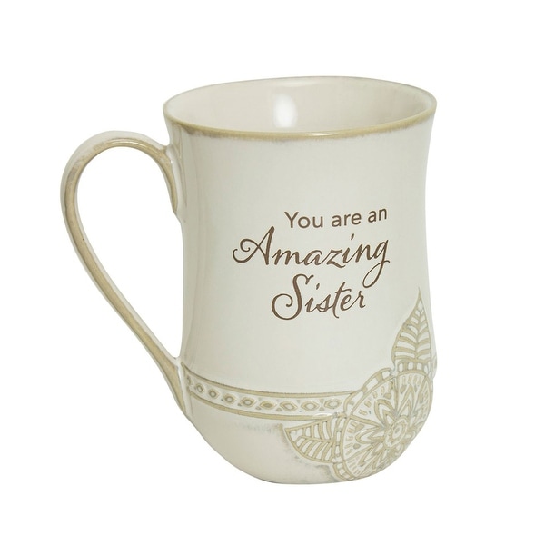 Abbey and Ca Gift You Are an Amazing Sister Mug - 14 oz. Coffee Mug with Floral Accent, Beige - 5 Inch x 3.5 Inch. Opens flyout.