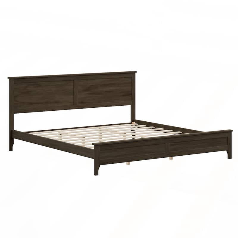 Modern Solid Wood King Size Platform Bed - Espresso