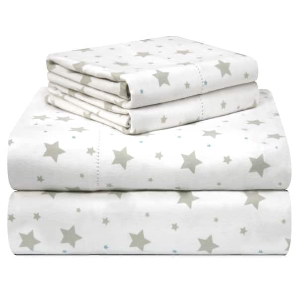 slide 2 of 9, Pointehaven Printed Cotton Flannel Hemstitch Deep Pocket Bed Sheet Set Full - Stars