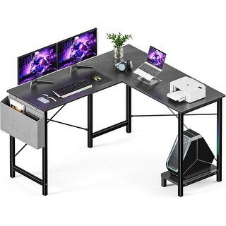 50 Inch Reversible Corner Table PC for Writing Study Student with Wood ...