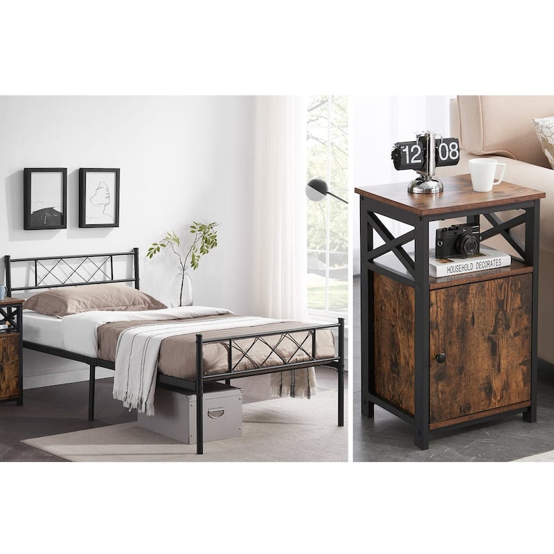 Taomika 3-Pieces Platform Bed Frame and Modern Nightstands Sets