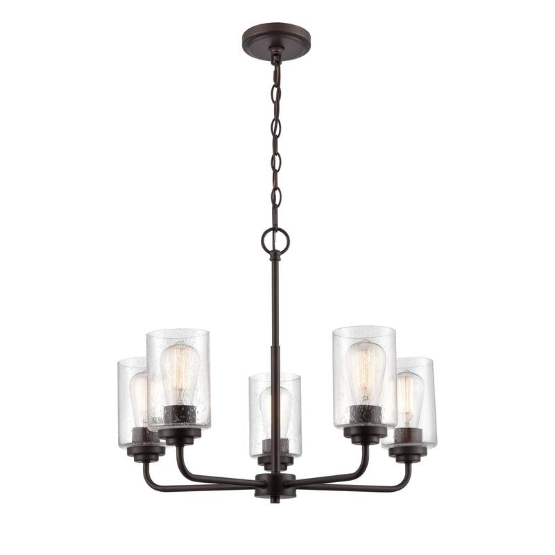 Millennium Lighting Moven 5 Light Metal Chandelier in Multiple Finishes with Seeded Glass Shades