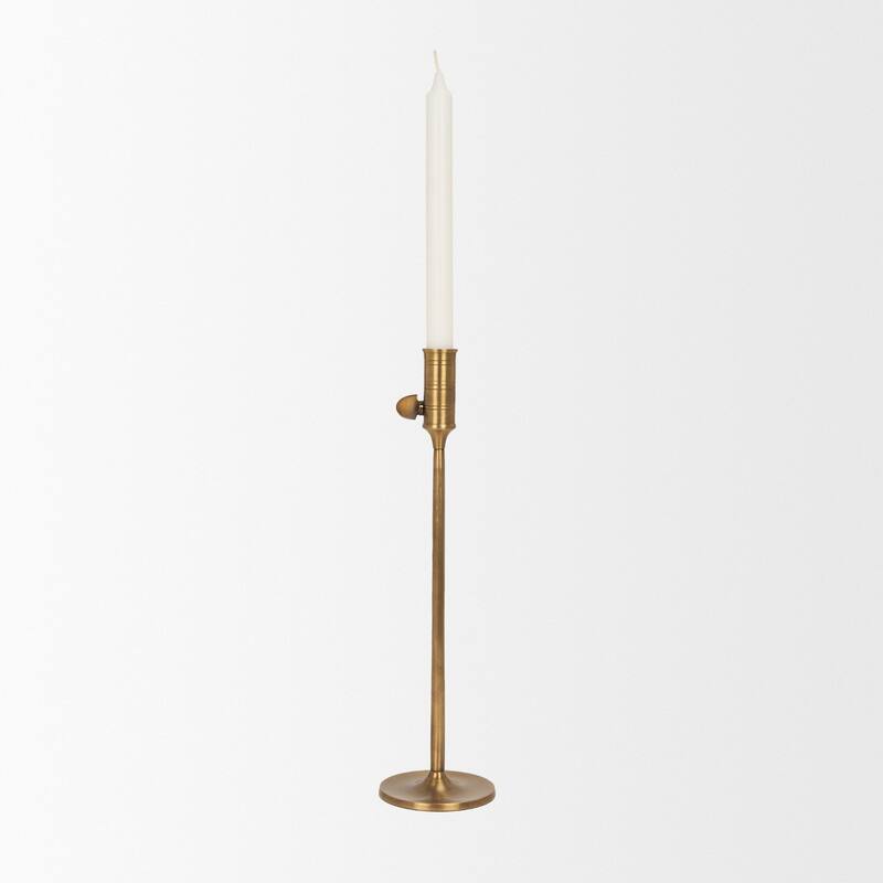 Chantria Large Solid Natural Brass Adjustable Taper Candle Holder