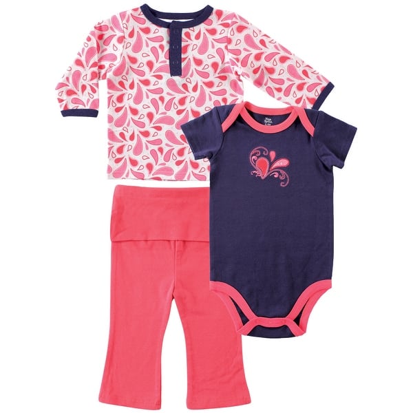 slide 1 of 1, Yoga Sprout Baby Girl Cotton Layette Set, Paisley 0-3 Months - Paisley