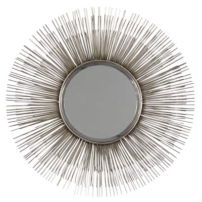 Metal Starburst Room Wall Mirror - Silver - Roche River Decor