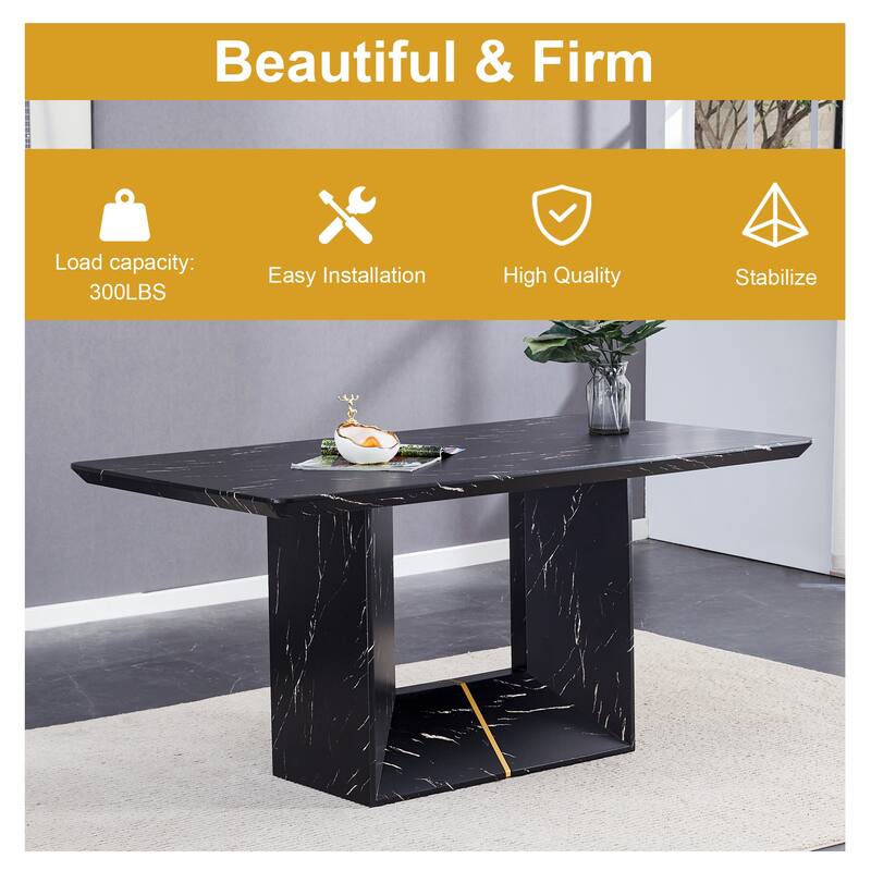 Modern 5-Piece Dining Set with Rectangular Table & Widened Backrest Chairs