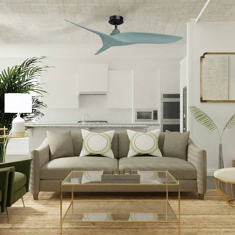 52" Modern Sage Green ABS 3-Blade Outdoor Ceiling Fan without Light