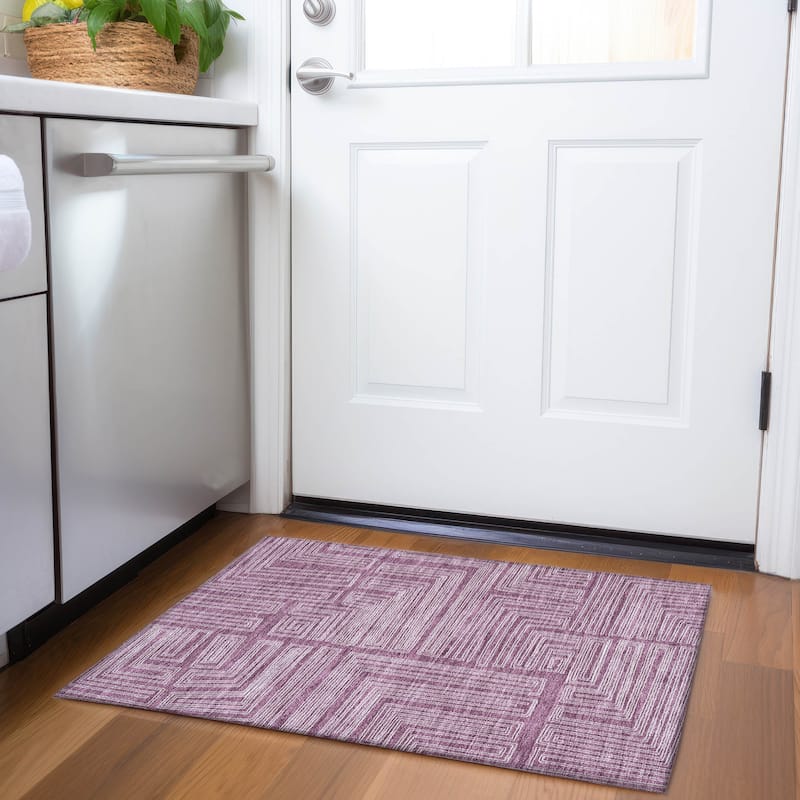 Premium Washable Super Soft Mid Century Modern Mayfield Rug - Eggplant - 1'8" x 2'6"