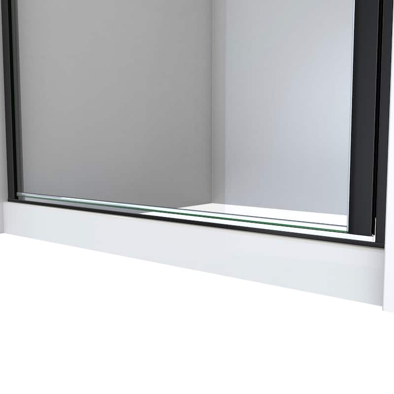 DreamLine Alliance Swing BG 28 in. W x 66 in. H Semi-Frameless Swing Shower Door in Matte Black and Clear Glass