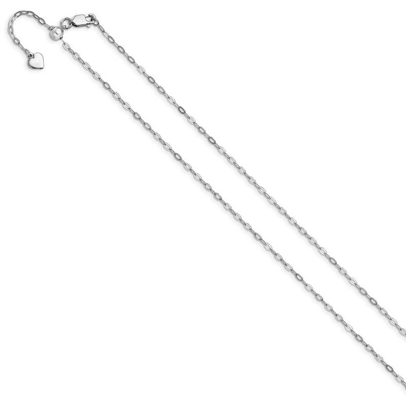 Curata 925 Sterling Silver Italian Rhodium 22" 2mm Adjustable Small Oval Link Chain Necklace