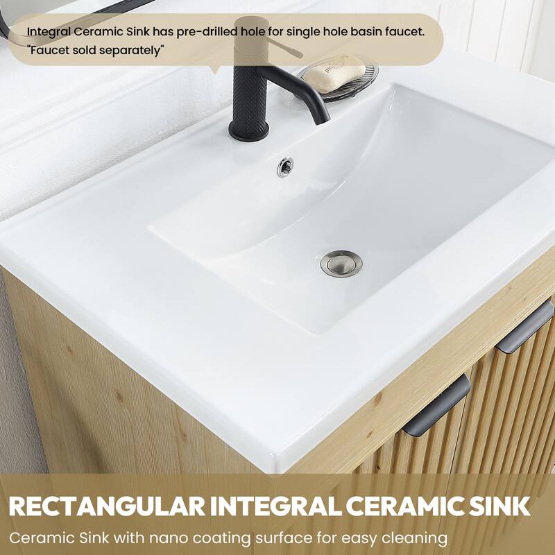 Palos Single Bath Vanity with Ceramic Basin Top without Mirror