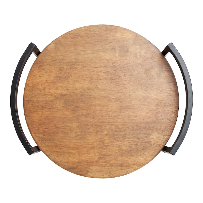 Kate and Laurel Ficher Wood and Metal Round Decorative Tray - 15" Diameter