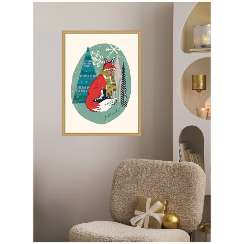 Kate and Laurel Sylvie Framed Canvas Winter Fellows Fox by Hannah Beisang
