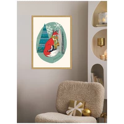 Kate and Laurel Sylvie Framed Canvas Winter Fellows Fox by Hannah Beisang