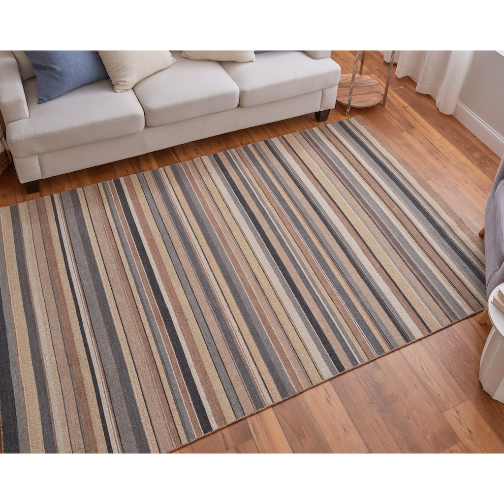Grand Bazaar Naida Hand Knotted Stripes Transitional Area Rug