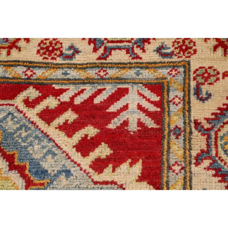 Traditional Kazak Accent Rug Hand-Knotted Geometric Wool Carpet - 2'10" x 4'2"