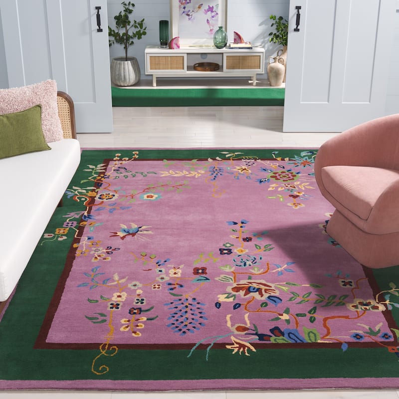 SAFAVIEH Handmade Metro Iroda French Country Wool Rug - 9' x 12' - Purple/Green
