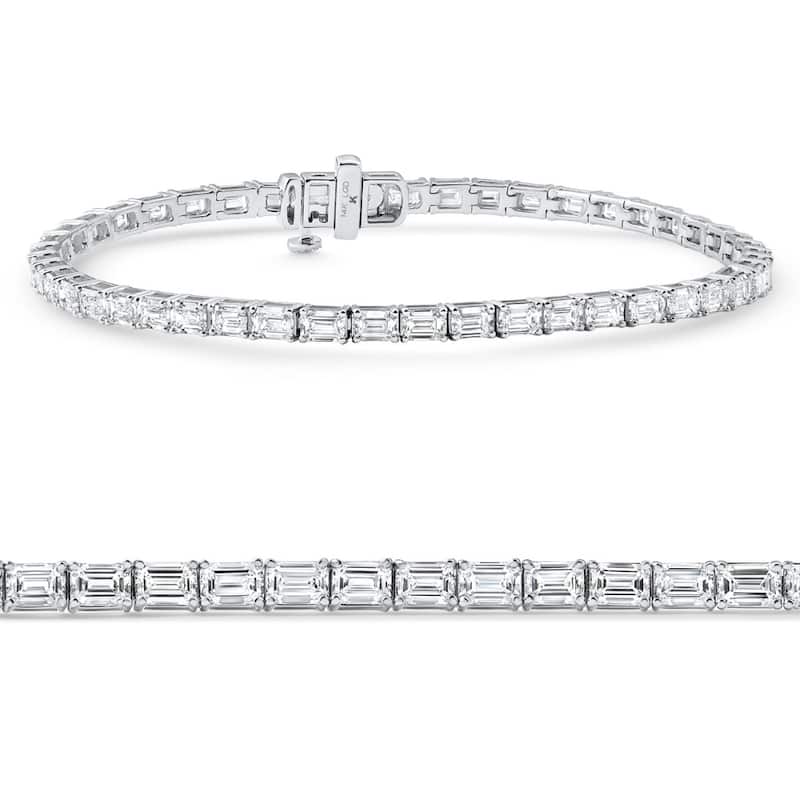 Bliss Diamond 7Ct Emerald Cut Diamond East West Tennis Bracelet White Gold Lab Grown