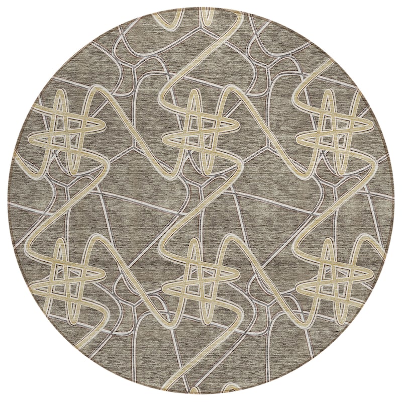 Machine Washable Indoor/ Outdoor Contemporary Links Chantille Rug
