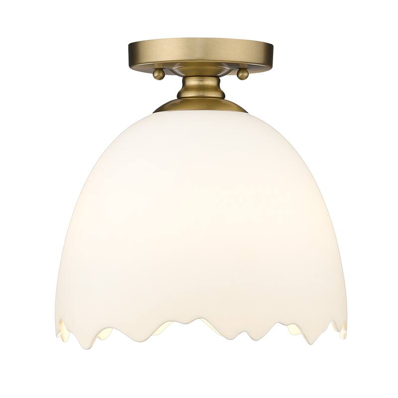 Brinkley Semi-Flush - Brushed Champagne Bronze with Porcelain Shade