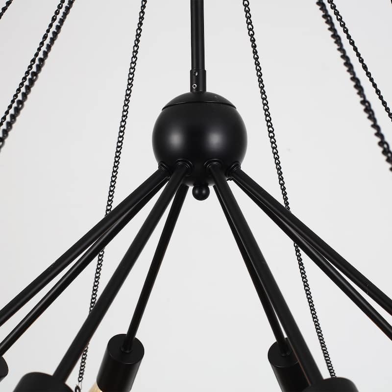 8-Light Circle Wagon Wheel Chandelier Linear Sputnik Chandelier Lighting for Kitchen Island