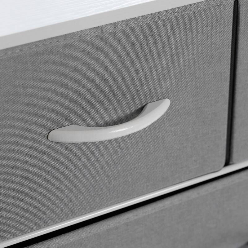 4 Fabric Drawer Nightstand with 2 USB Port/1 Outlet Charging Station