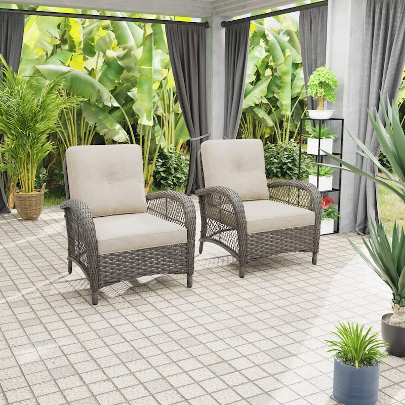 Cozywor Wicker Outdoor Patio Lounge Chair (Set of 2)