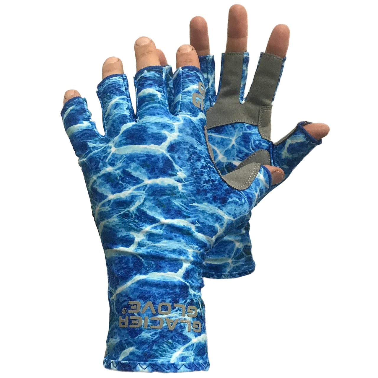 Glacier Glove Islamorada Fingerless Sun Gloves Green Water Camo