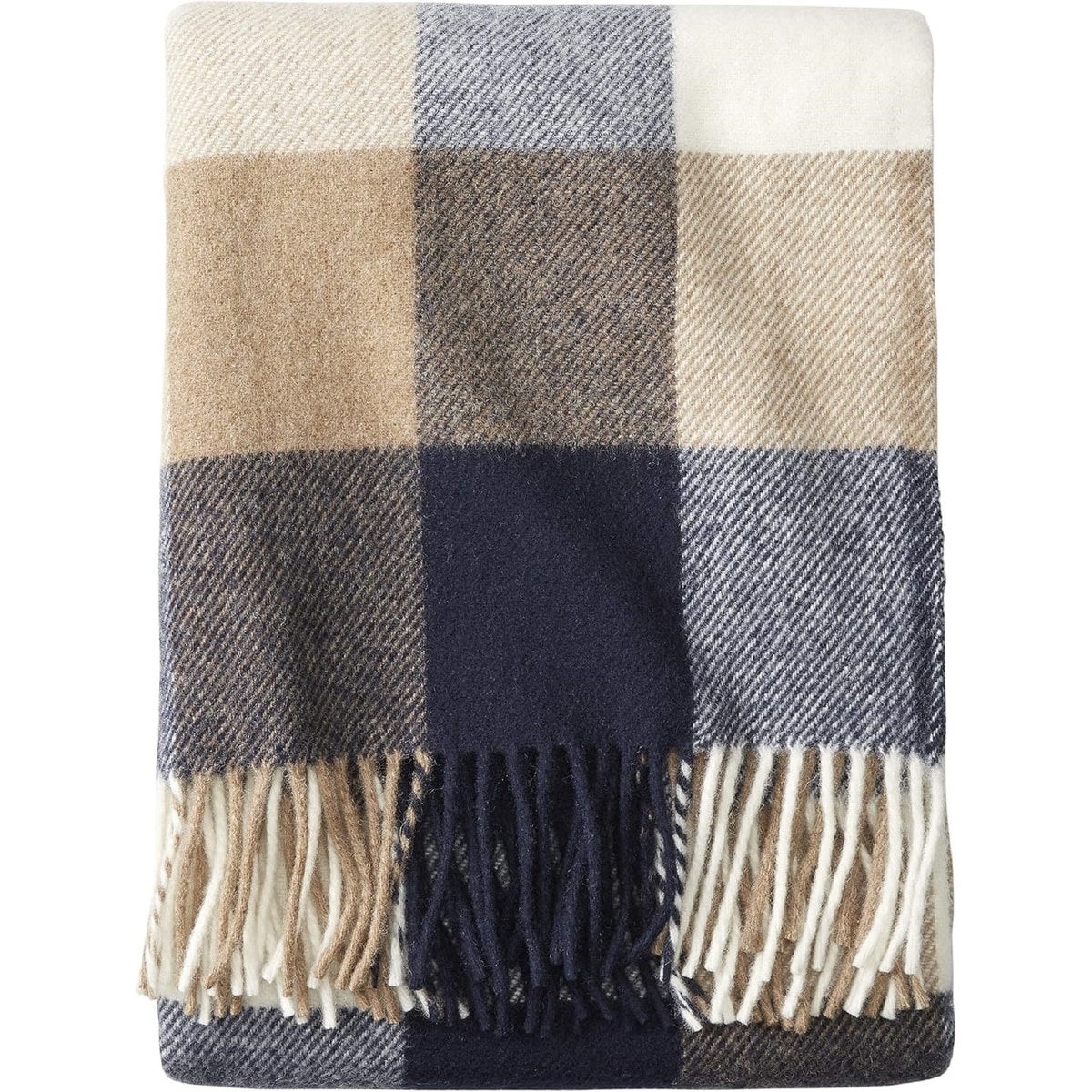Pendleton Eco-wise Navy / Camel Fringed Throw