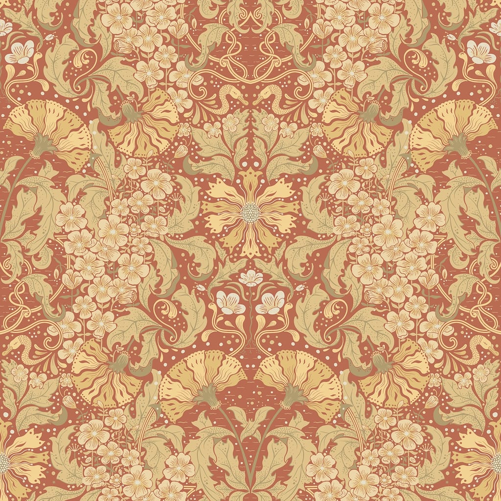 A-Street Prints Ojvind Rust Floral Ogee Wallpaper