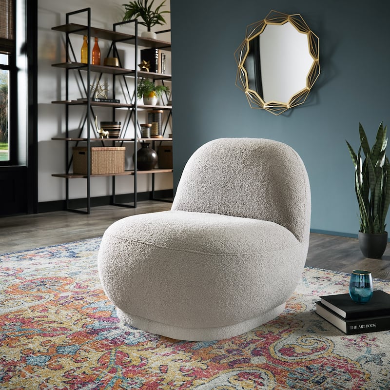 Willits Boucle Lounge Chair with Rounded Design and Lumbar Pillow by iNSPIRE Q Modern