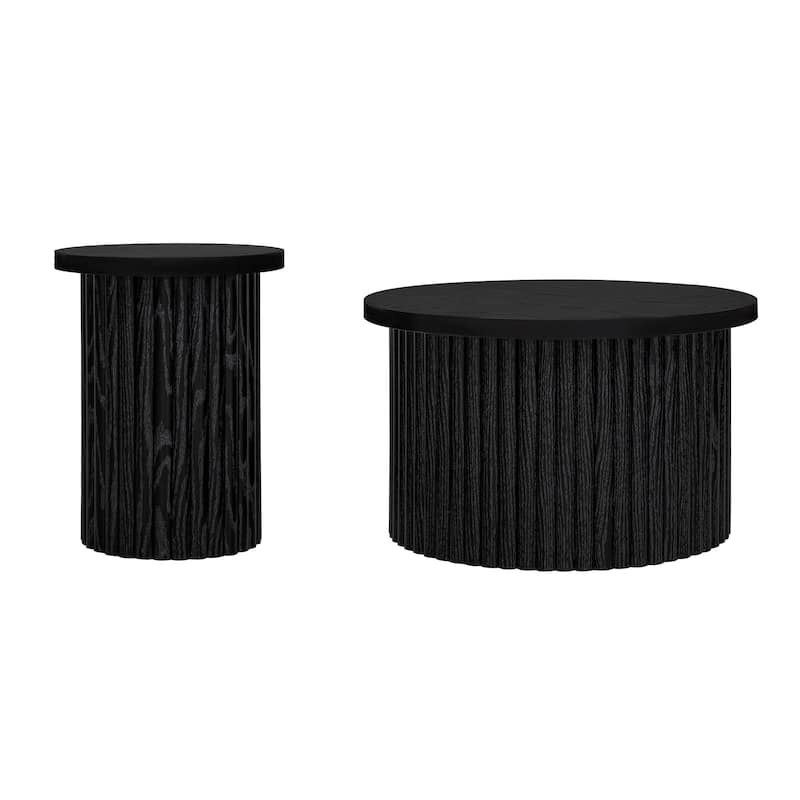 GDF Studio - Modern Metal Base Round Coffee Table Set of 2