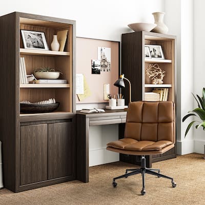 Judy Mid-century Modern Oversize Faux Leather Swivel Tilting Task Office Chair By HULALAHOME