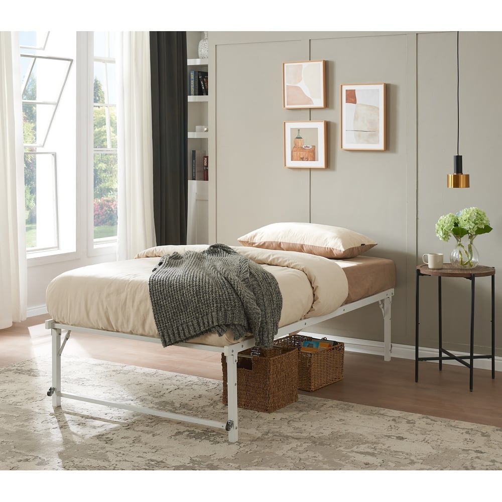 Amara Metal Lift-Up Trundle Bed with Wheels