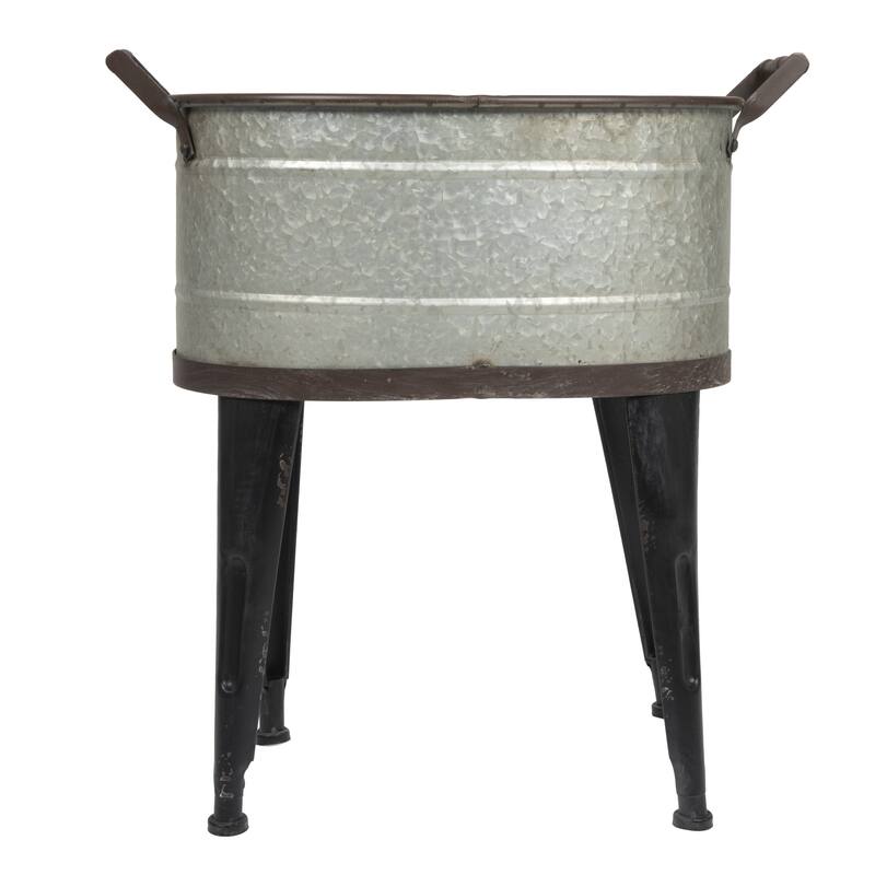 Metal Planter Pots on 4-Leg Stands and Handle