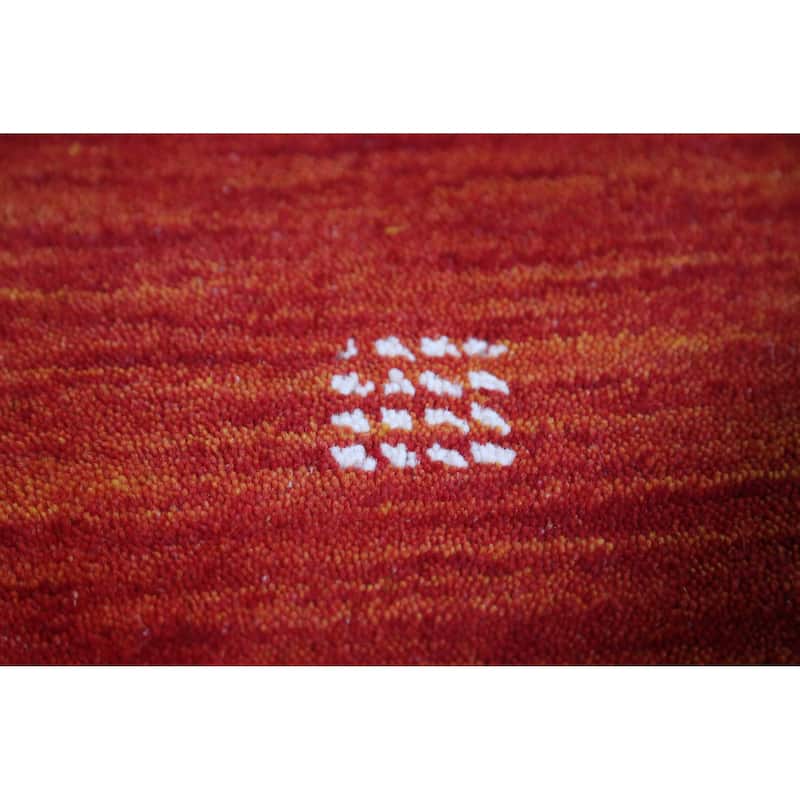 Rust Red Tribal Gabbeh Indian Rug Hand-Knotted Wool Carpet - 4'5" x 6'4"