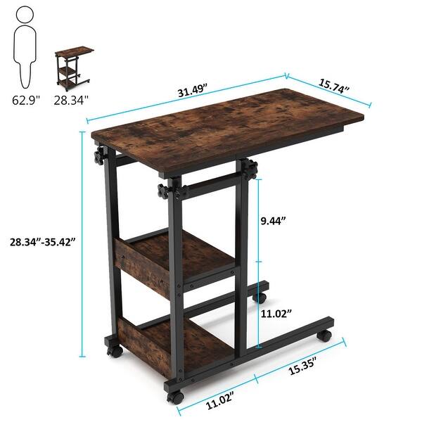 OverBed Table with Wheels C-Shaped Table End Table - On Sale ...