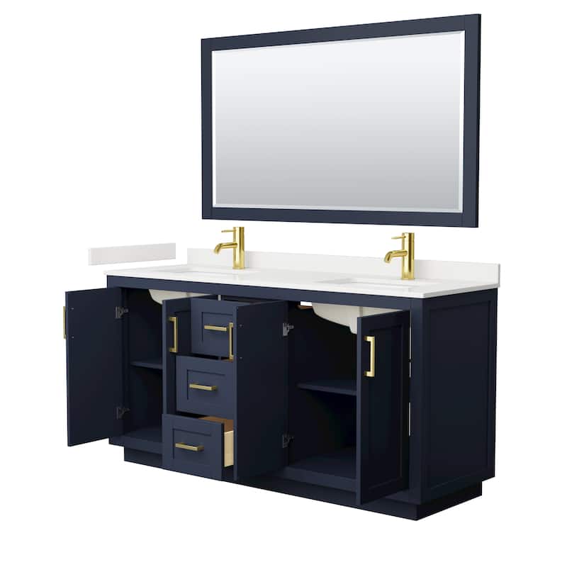 Miranda 66-inch Double Vanity, Quartz Top, 58-inch Mirror