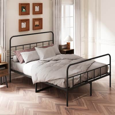 Metal Platform Bed frame with Headboard