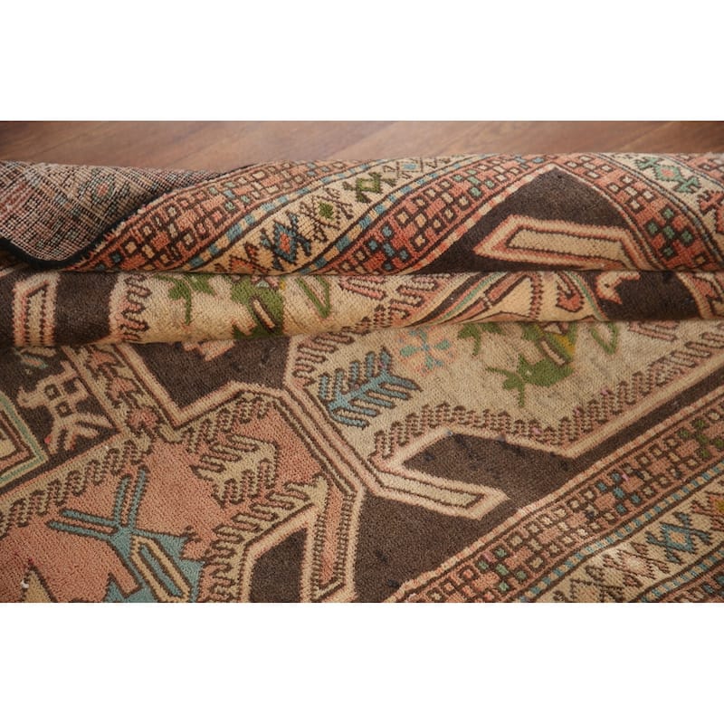 Animals Tribal Ardebil Persian Vintage Runner Rug Handmade Wool Carpet - 4'0"x 10'2"