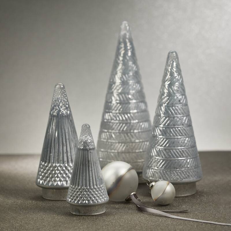 Stella 14" Tall Antique Glass LED Tabletop Holiday Tree