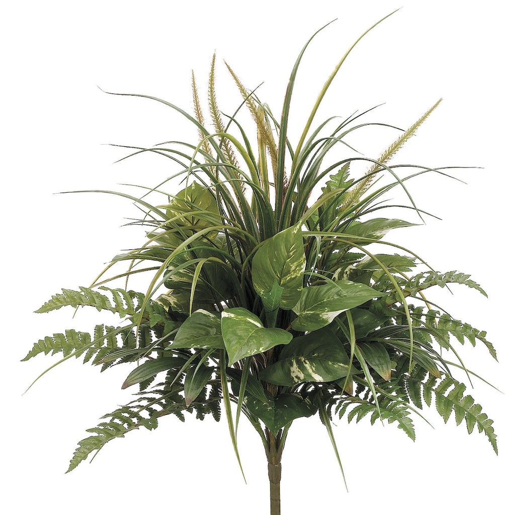 Faux 24-inch Pothos/Grass/Fern Mixed Bush - 24"