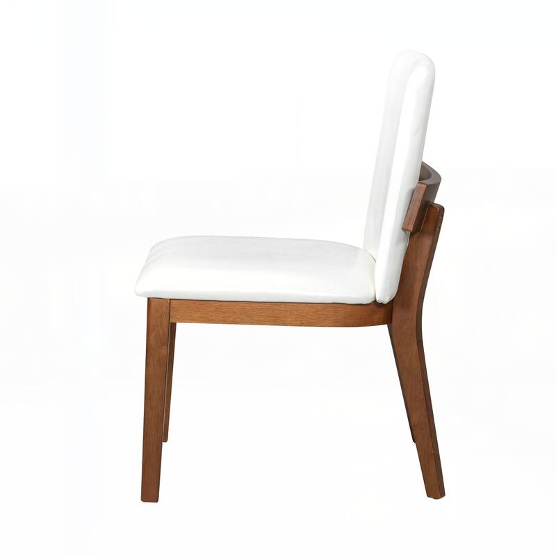 White Glossy PU Leather Upholstered Dining Chairs Set of 2