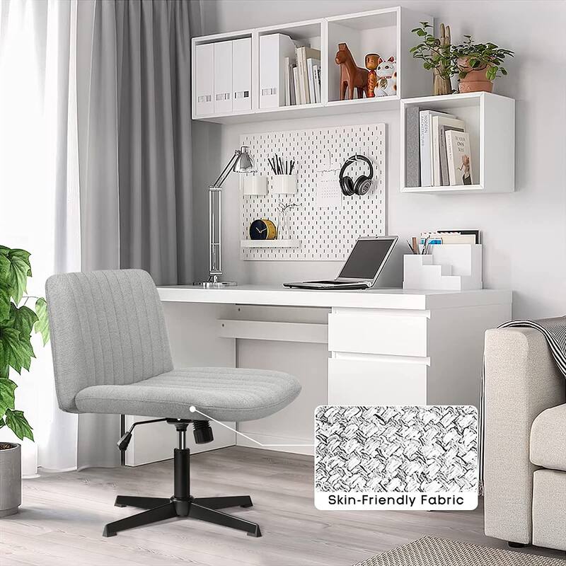 BOSSIN Criss Cross Chair Armless Office Desk Chair No Wheels,Fabric Padded Modern Swivel Vanity Chair office chair