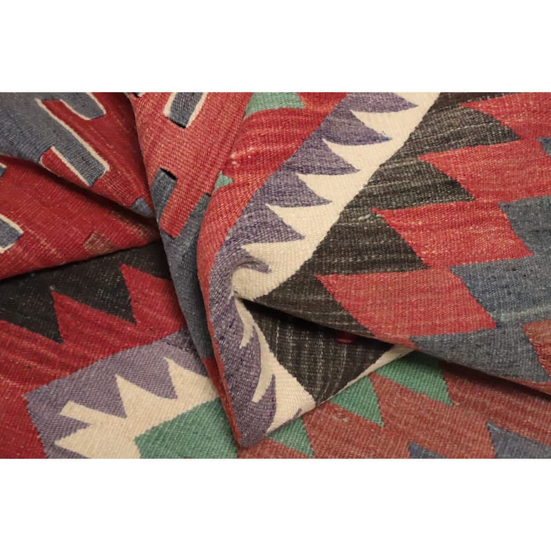Hand Woven Oriental 100% Wool Carpet Southwestern Tribal Multi-Colored Kilim Area Rug - 10' 0'' X 5' 3''