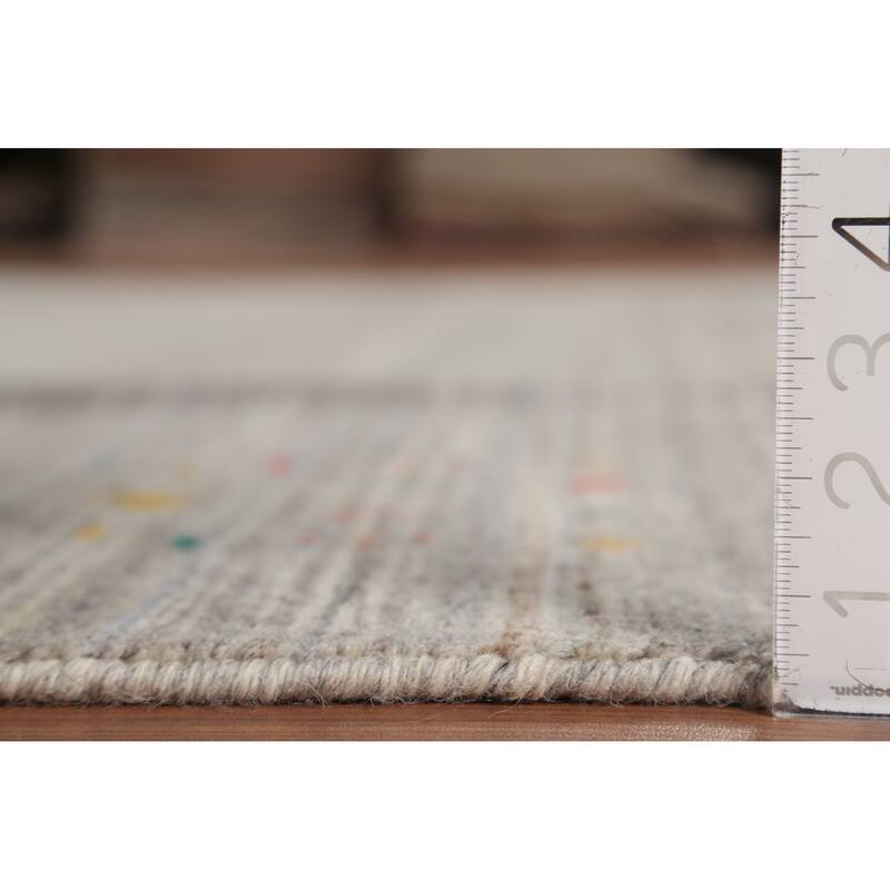 Striped Gabbeh Square Area Rug Hand-Knotted Wool Carpet - 7'10"x 7'11"