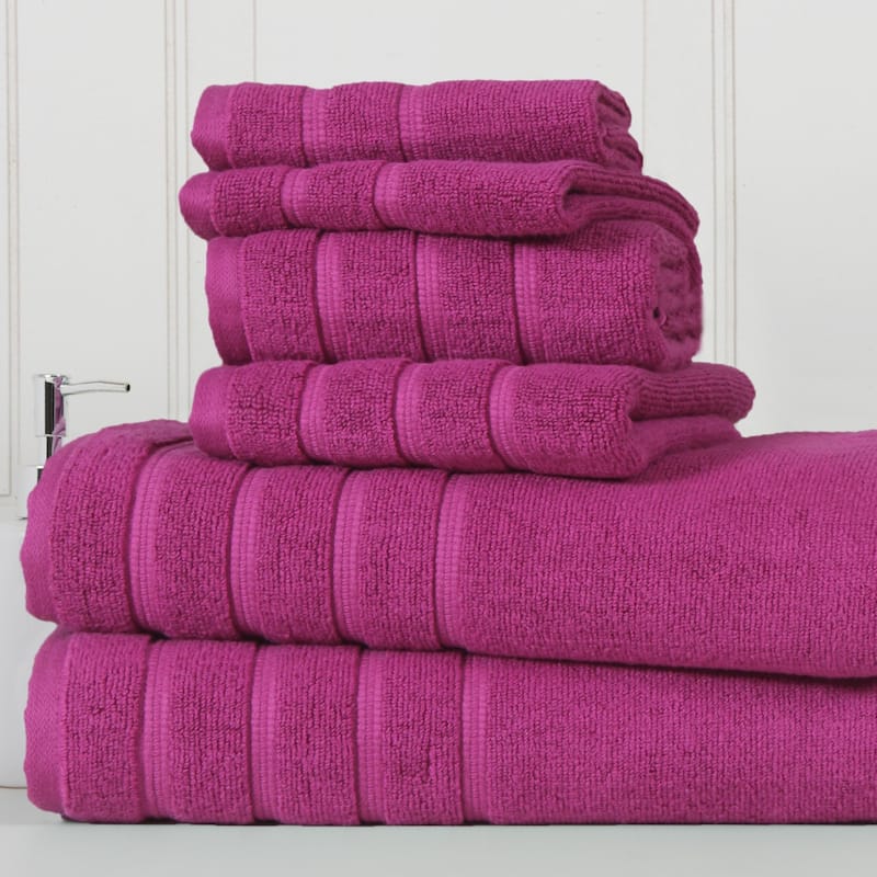 Bibb Home 6-Piece Zero Twist Cotton Towel Set - N/A