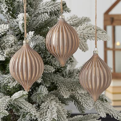 Gesso Onion Glass Ornament 120mm set of 3 - Shitake