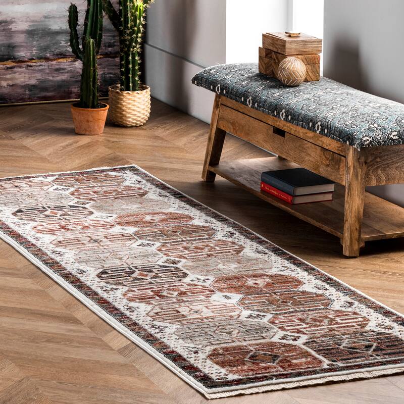 Nuloom Evie Global Inspired Emblem Fringe Area Rug
