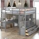 preview thumbnail 1 of 16, Full Size Multifunctional Loft Bed with Two Drawers, and Storage Shelves and Drawers,Elegant Children Bed Gray